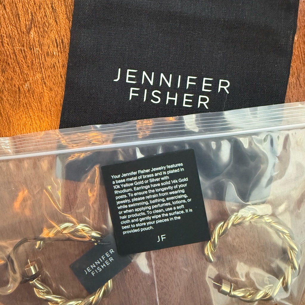 Nwt Jennifer Fisher Gold 1.5" Twisted Lilly Baby Hoops